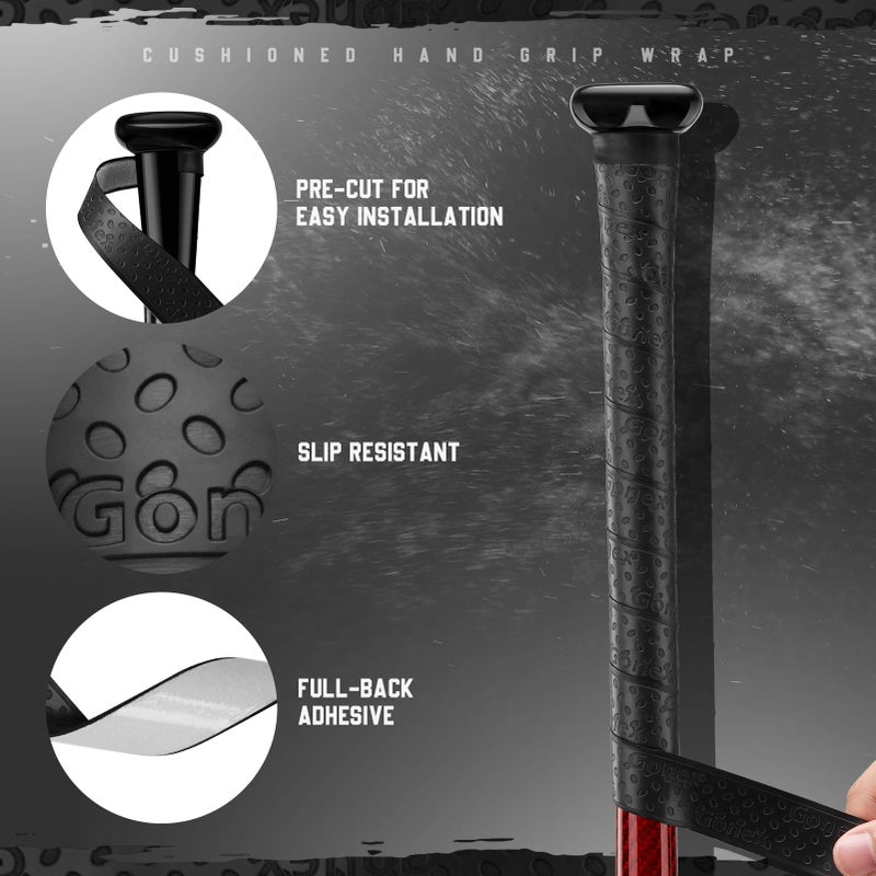 Gonex Bat Grip Tape for Baseball Softball, 1.1mm 40.16'' Pro Feel Full Adhesive Back Baseball Bat Grip, Black Wrap (1 Pack) - Image 4